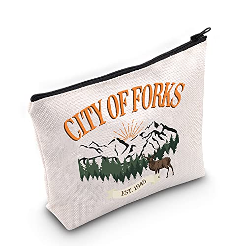 TOBGBE Forks Washington Gift Twilight Saga Cosmetic Bag Twilight Merchandise Twilight Saga Gift City of Forks Makeup Bag (City of Forks)
