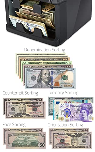 Zzap Nc70 Mixed Denomination Bill Counter/2 Pocket Sorter/Counterfeit Detector - Money Cash Value Currency Machine #TOP3