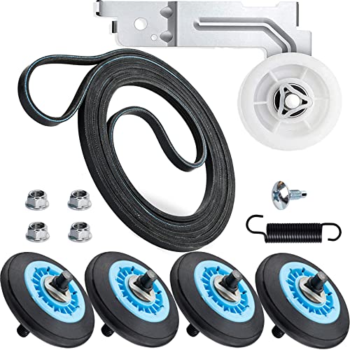 【Upgraded】Dryer Roller Replacement Part for Samsung DV42H5000EWA3 DV45H7000EWA2 DV48H7400EWA2 DV42H5200EPA3 DV40J3000EWA2, DC97-16782A Dryer Roller DC93-00634A Idler Pulley 6602-001655 Dryer Belt Kit