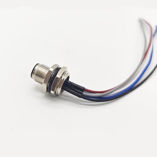 Miniatura 7 de Cable conector macho M12 de 5 pines, un cable de montaje trasero recto codificado 1.6 ft impermeable enchufe de aviación macho sin blindaje Cable
