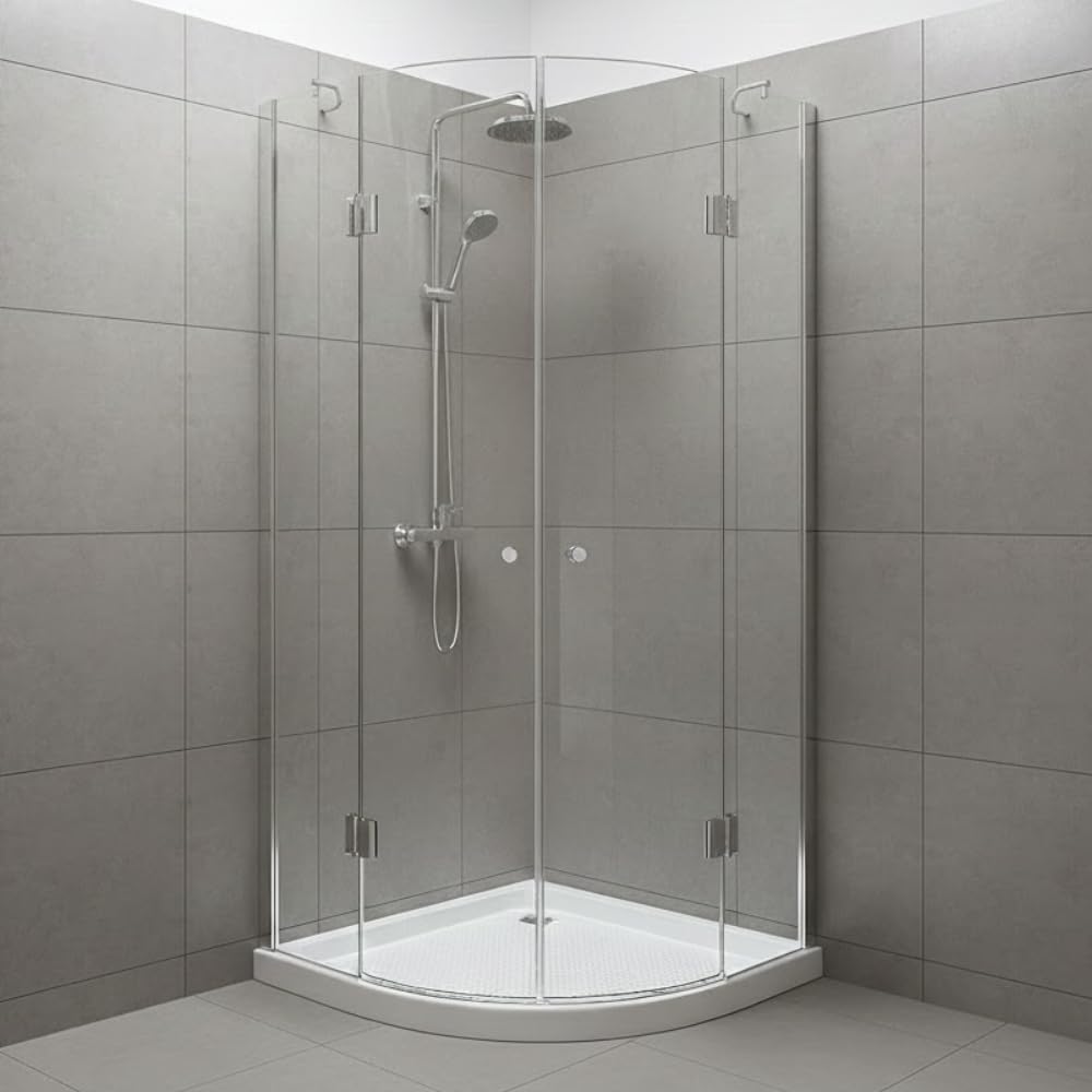 Durovin Bathrooms Quadrant Shower Enclosure, Double Hinged Door, 8mm Safety Glass with Acrylic Shower Tray (800 x 800mm)