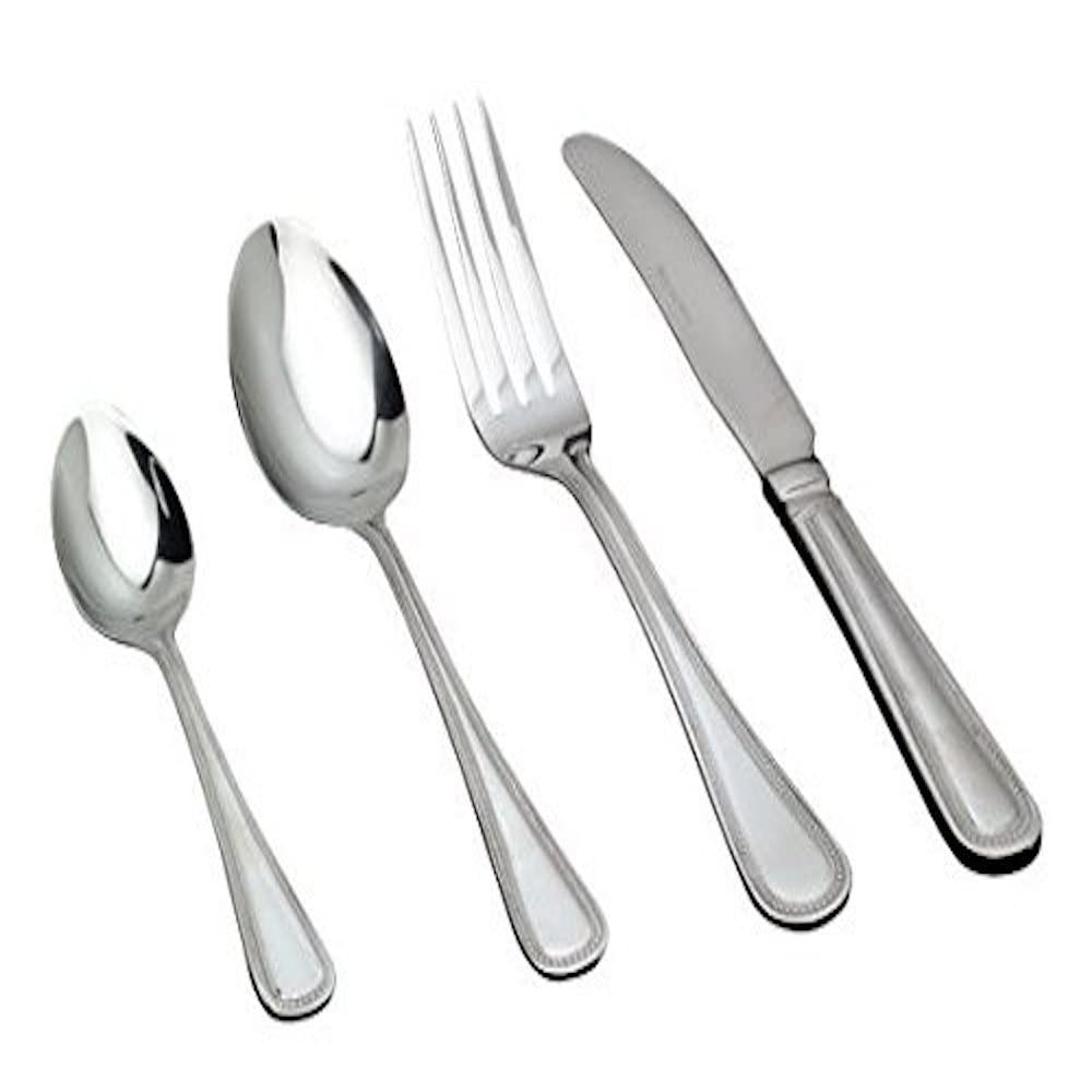 Genware NEV-TES-BD Tea Spoon, Bead Pattern (Pack of 12)
