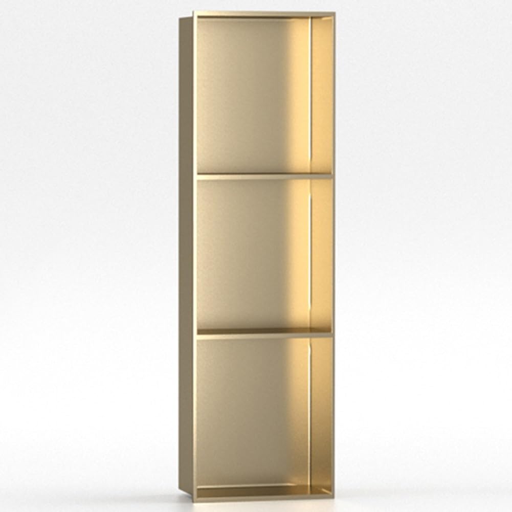Generisch Einbaunische – Edelstahl-Einbaunische für Badezimmer, Duschablage für Shampoo und Toilettenartikel, Wandregal (Gold, 90 x 28 x 12,5 cm)