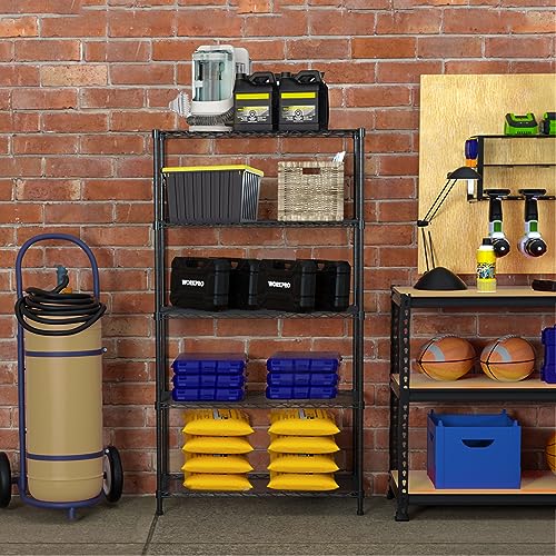 Image of WORKPRO 5-Tier Wire Shelving Unit, 36 inchW x 14 inchD x 72 inchH Metal Storage Shelves Rack, Heavy Duty Utility Shelving, 1750 LBS Load Capacity (Total), Kitchen, Living Room, Basement, Garage