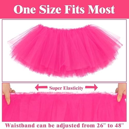 تنورة توتو للنساء من واي كينجدر مكونة من 5 طبقات من التل، تنورة توتو للهالوين للنساء من الثمانينيات، تنورة توتو توتو من التل، مقاس واحد، زهري فاقع