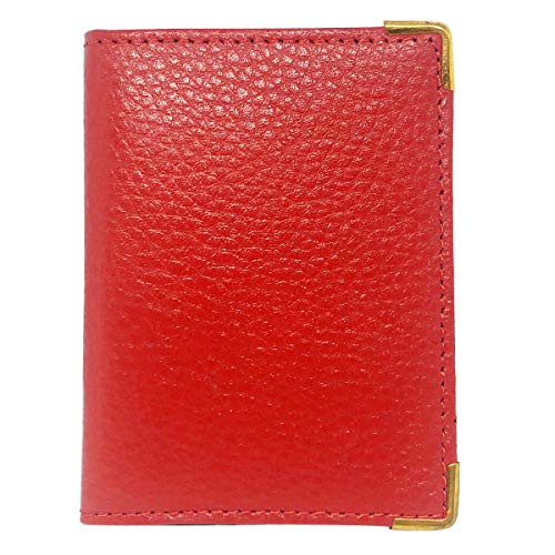 Charmoni - Porte Carte Etui Passe Navigo Carnet Ticket Bus Métro - Compact et Pratique - en Cuir (Rouge)