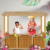 Geelin 47" H Tiki Bar Cardboard Cutout Stand up Hawaiian Tropical Theme Party Decoration Tiki Hut Life Size Photo Props Backdrop for Summer Hawaiian Luau Beach Pool Party Supplies