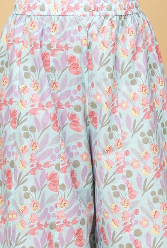 Image of Pistaa's Women's Regular Fit High Rise Pure Cotton Big Flair Printed Regular Palazzo