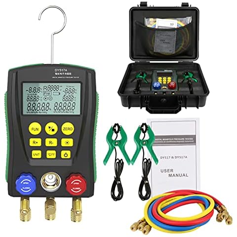 OUFKAR Digital HVAC Gauge Set with Refrigerant Database Cover