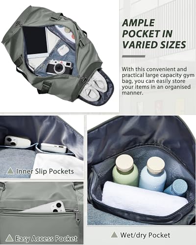 Image of Travel Duffle Bag,Weekender Overnight Bags for Women with Shoes Compartment,Tote Gym Bag Personal Item Carry On Bag for Travel Business Trips Sport Hospital Dance Dark Green