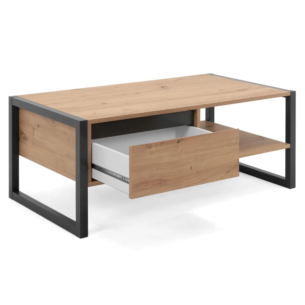 Couchtisch mit Schublade in Eiche anthrazit cm 100x 55 x 40 h