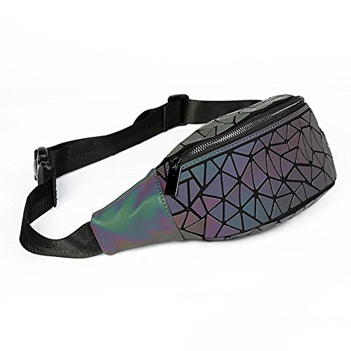 jinclonder Sports Waist Bag Versatile Popular Geometric Rhombic Waist Bag Luminous Change Color Chest Bag Pocket Bag Fashion Wild Geometric Rhombic Waist Bag Cycling Bum Bag