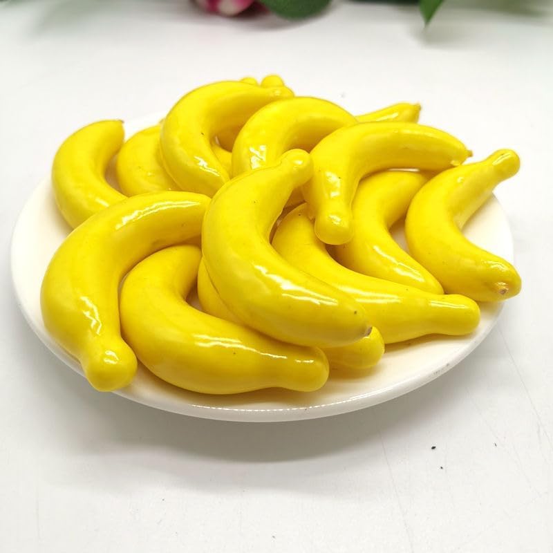 20 Pcs Yellow Mini Fake Banana Fruit, Foam Vegetables Fruit as Home Party Ornament Craft Photography Props Gift, Simulation Fruit Props for Photography Blenders and Sponges, Artificial Fruits (3-6CM)
