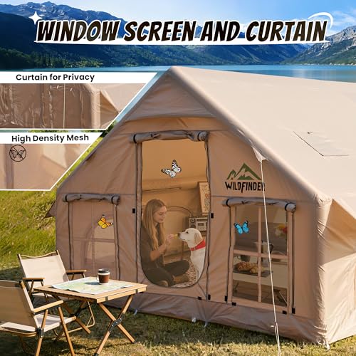 Skylight Inflatable Tent, Quick Setup Blow-Up Camping Tents with Pump, Waterproof Oxford Inflatable Shelter for Outdoor Use, Hot Tent with Stove Jack, Air Glamping Tent for 10-12 Adults - Image 5