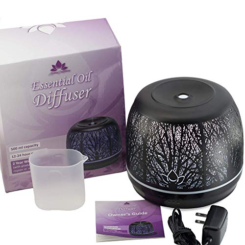 Best Rated Diffusers for Essential Oils, Premium Iron Aromatherapy Diffuser with Large 500mL Water Tank for Home, Office, Kitchen, Baby Room Air Oil Ultrasonic Humidifier with 7 Color LED Lights - Thumbnail 2
