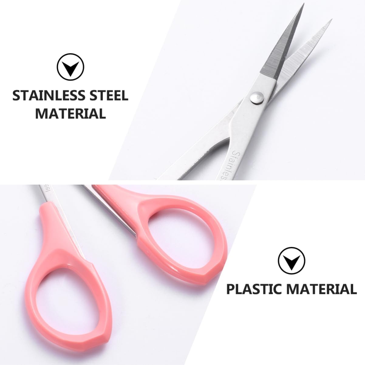 3pcs Stainless Steel Eyelash Scissors Portable Beauty Tools for Eyebrow Eyelash and Nose Hair Grooming Includes Pink Curved White Straight and Blue Rounded Scissors for Home and
