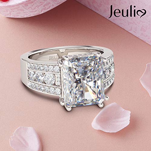 Jeulia 1.5 Carat Radiant Cut Engagement Rings For Women Sterling Silver Solitaire Cubic Zirconia Wedding Rings Anniversary Promise Romantic Gift (5.5) #TOP2