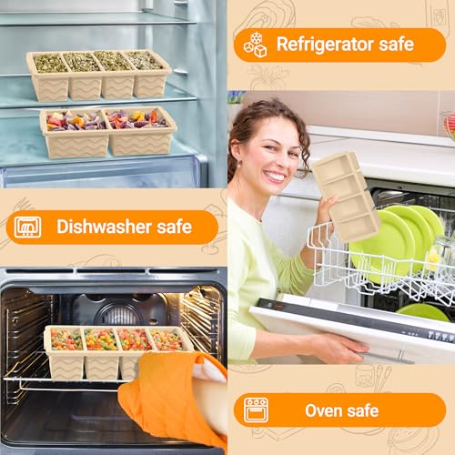 Image of Silicone Freezer Molds for Soup with Lid, 1-Cup & 2-Cup Large Ice Cube Trays Food Storage Containers for Meal Prep, Freeze 500mL /250mL /125mL Portions - 2 Pack
