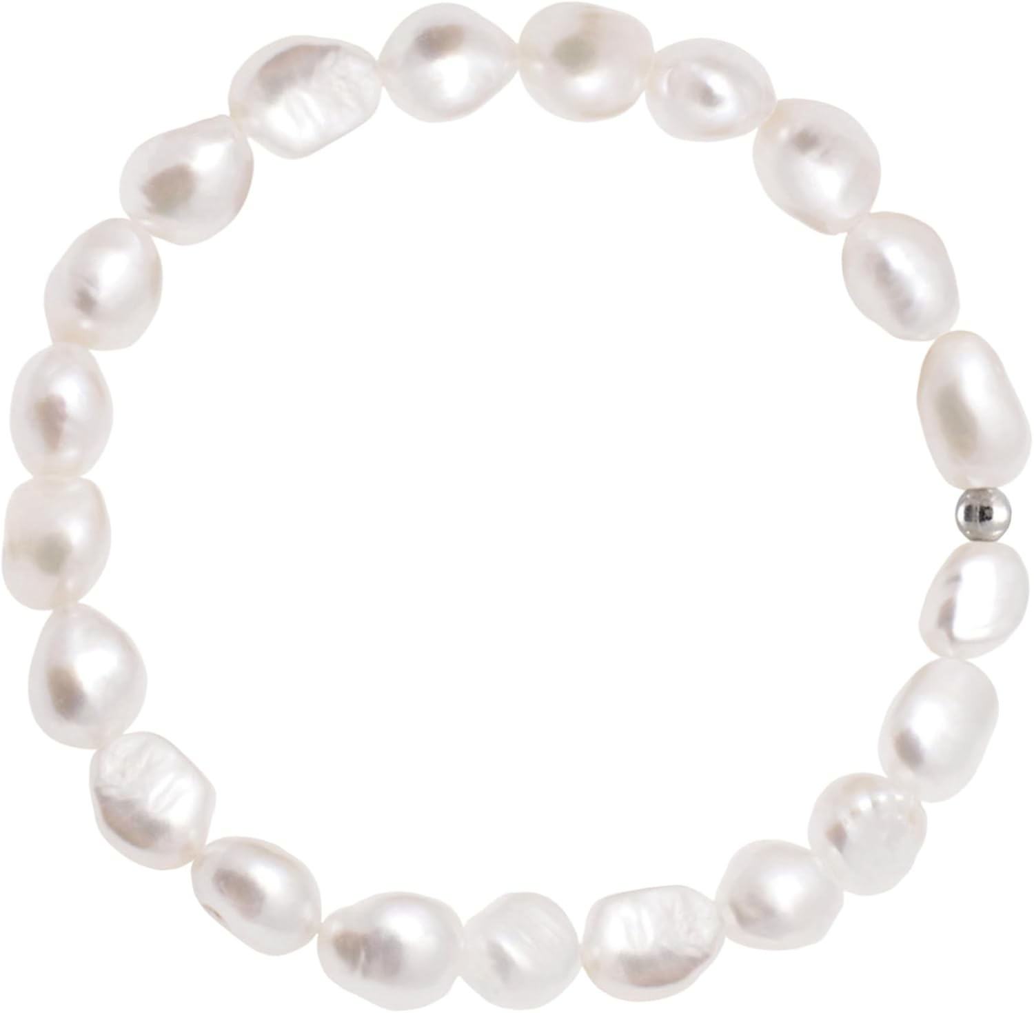 Paialco 8-9MM Freshwater Cultured Baroque Pearls Stretch Bracelet 7.0 Inches, Natural White Color