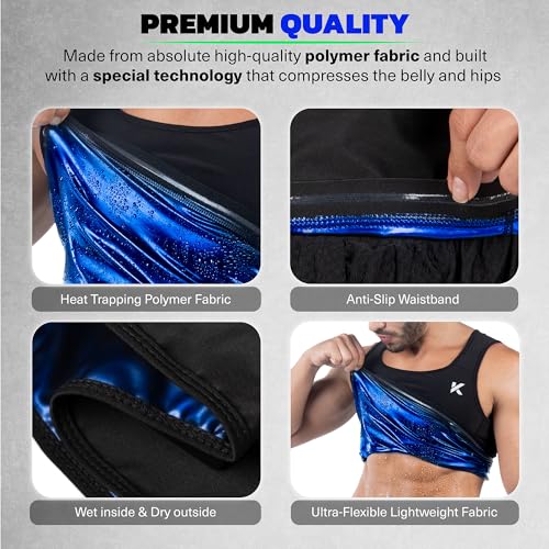 Kewlioo Men\'s Heat Trapping Pullover Sweat Enhancing Vest - Sauna Suit Shirt Compression Vest Shapewear Top for Gym Exercise