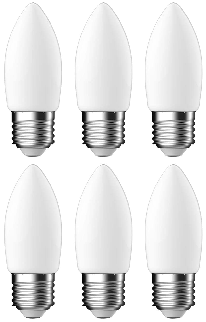 EnergeticEnergetic Candle Frosted LED Light Bulb, E27, 4W, 470 Lumens, Warm White 2700K - 6 Pack