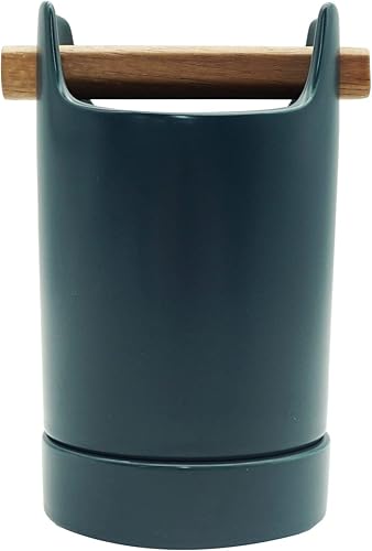 cusinine Soporte para utensilios de cocina para cubiertos, cubiertos, accesorios de cocina, madera y cerámica, encimera y mesa (azul)