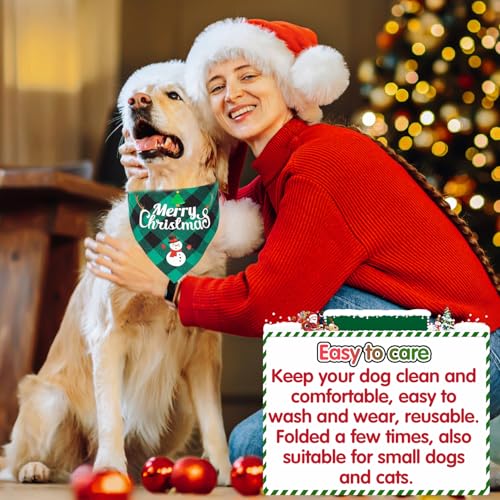 Weihnachten Hundehalstuch, 2 Stück Plaid Bandana, Dreieck Halstuch für Hunde und Katzen, Süße Haustier Accessoires