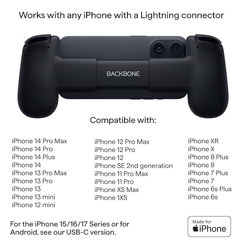 Image of BACKBONE One Mobile Gaming Controller for iPhone 14 & Older (Lightning) 2nd Gen, Phone Controller, Play Xbox, PlayStation, PC, App Games & More (With 3 Months of Apple Arcade Access) (Pack of 2)