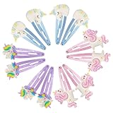 Haarspangen Mädchen Einhorn 12 Stück Einhorn Haarspangen,Einhorn Haarspangen Mehrfarbig Haarspangen Einhorn,Geeignetes Geschenk für Mädchen,Kinder,Babys(Rosa,Blau,Lila)