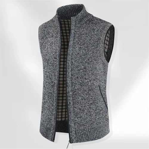 Mens Sweater Vest Trendy Plaid Turtleneck Knit Vest Zipper Fly Cardigan Sleeveless Business Waistcoat2