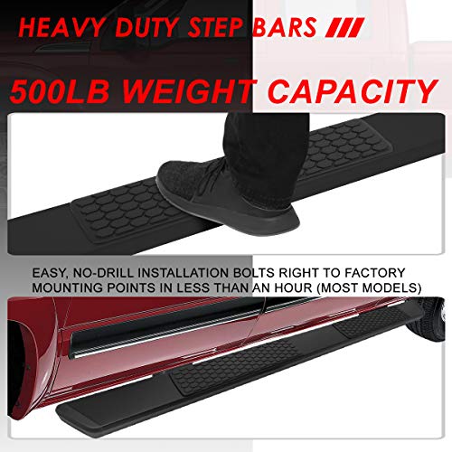 5.5 Inches Side Step Nerf Bar Running Boards Compatible With Ford F-250 F-350 F-450 F-550 Super Duty Crew Cab 99-16, Stainless Steel, Black Powdercoated #TOP3
