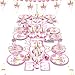 Himeland Decoration Anniversaire Licorne Fille, Deco Anniversaire Pink 90 Pièces Kit, Vaisselle Jetable Assiettes Gobelets Serviettes Couverts Nappe Chapeau pour Fête D'anniversaire