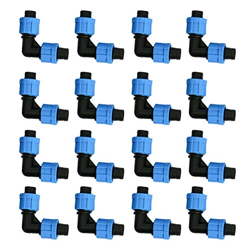 Finderomend 12 PCS Drip Irrigation Hose Kit 1/2 inch Tubing Compatible with 16-17mm Drip Tape Tubing Sprinkler Systems (Elbow 12pcs)