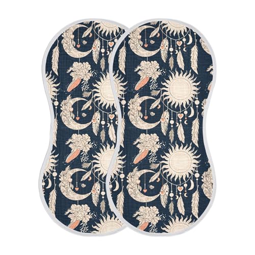 xigua Moons Muslin Baby Burp Cloths Set of 4, Super Soft & Absorbent Burping Rags, Cotton Burp Clothes Shower Gift for Newborn, Baby Girls and Boys2