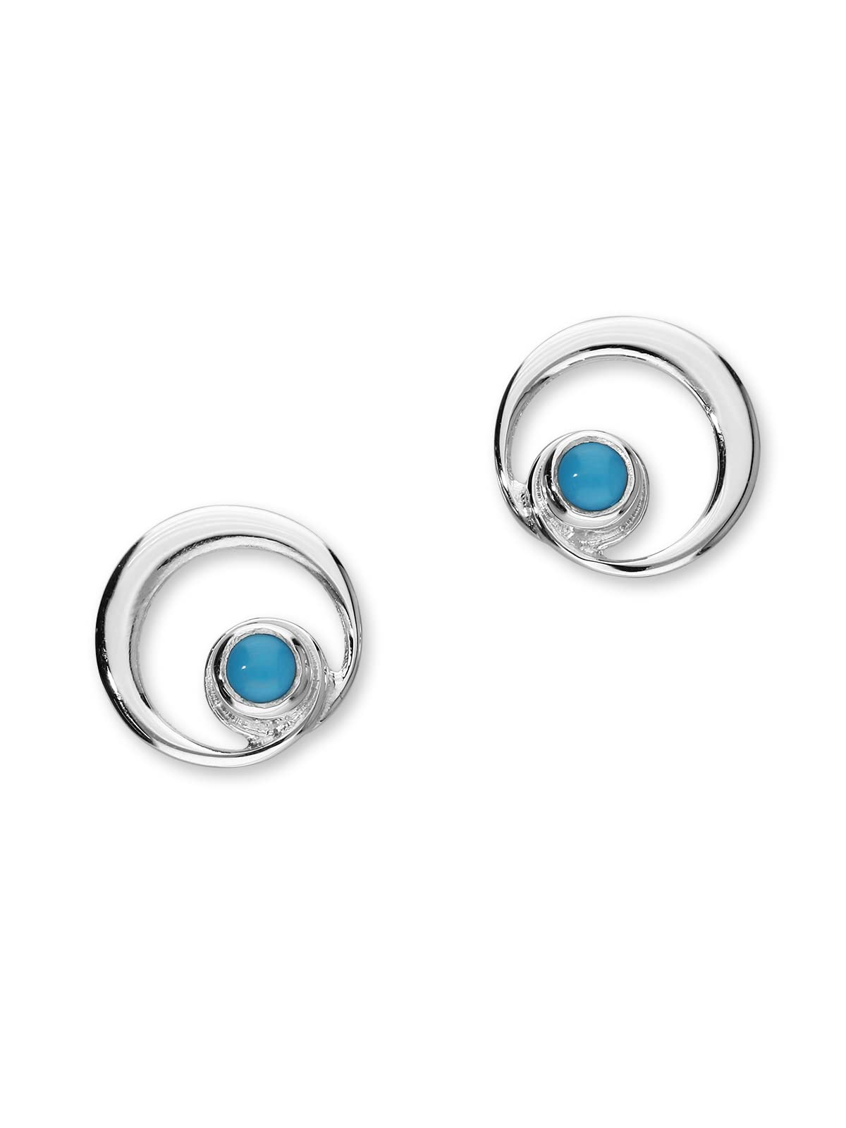 ORTAK 925 Sterling Silver Handmade Stud Earrings | Featuring Gemstone Turquoise | December Birthstone | Sagittarius Zodiac | High Polished | Fine Jewellery | Made In Scotland