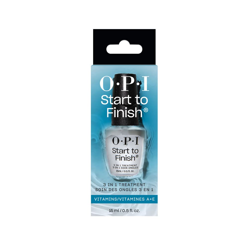 OPI Start to Finish - Tratamiento 3 en 1 para Uñas - Base Coat, Top Coat y Fortalecedor de Uñas - Con Vitaminas A y E (15 ml)