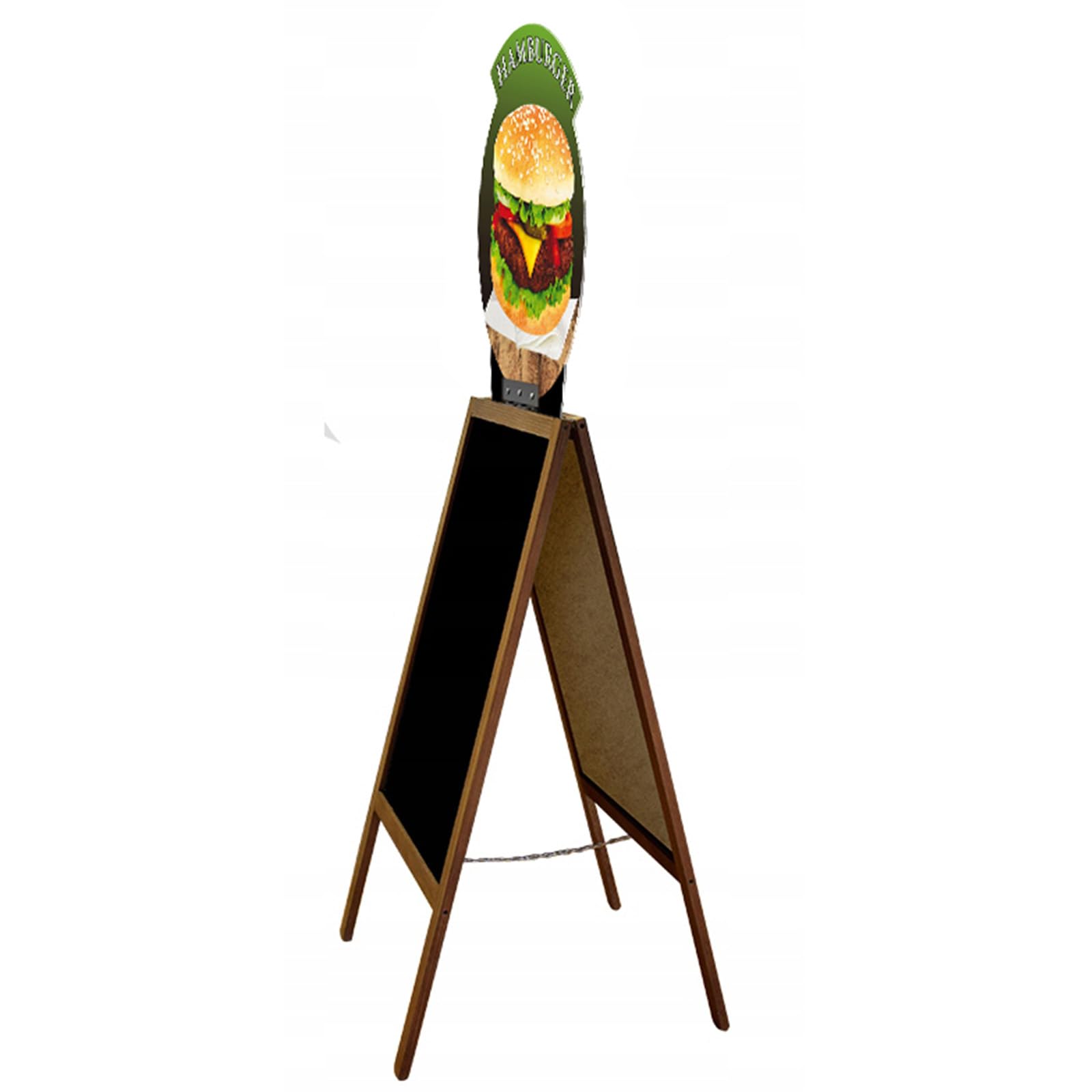 Cavalletto pubblicitario bifacciale 178 x 69 cm con lavagna HDF e struttura in legno per bar, gelateria, pizzeria e ristorazione (2. Tazza di caffè)