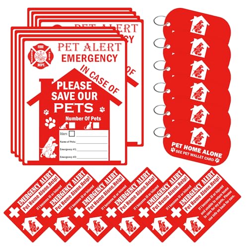Pet Inside Sticker for House My Pets is Home Stay Alone Key Tag Alert Fire Rescue Wallet Cards for Dogs Emergency Inside Home Window Door Decal