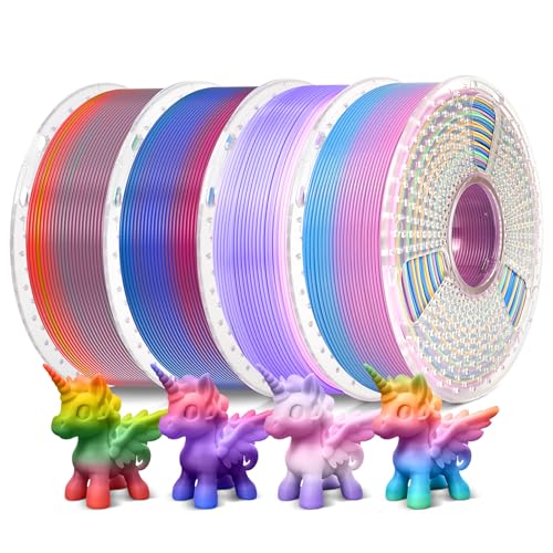 Image of SUNLU Rainbow PLA Filament Bundle Multicolor, Neatly Wound Gradient Rainbow PLA 3D Printer Filament 1.75mm ±0.02mm, 4kg in Total, 1kg per Spool, 4 Pack