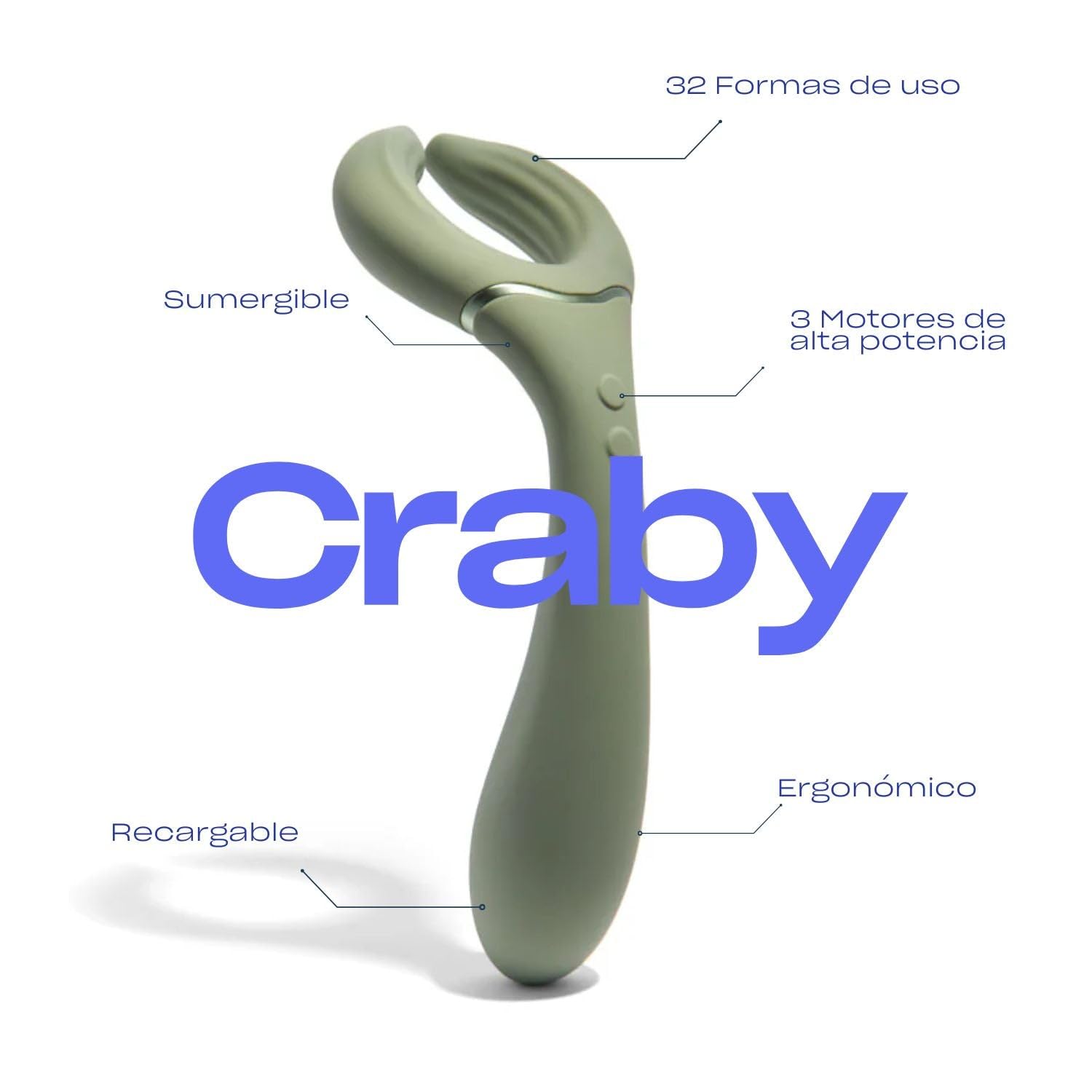 Platanomelón - Vibratore Giocattolo Erotico per Coppie, 32 Modi di Utilizzo, Inclusivo, Immersibile e Ricaricabile - Craby Verde