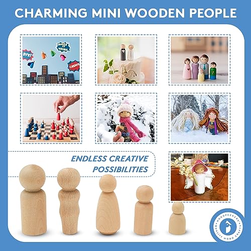 Woodpeckers (5 DADS 5 MOMS) Wooden Peg Dolls 3-½" thumb #2
