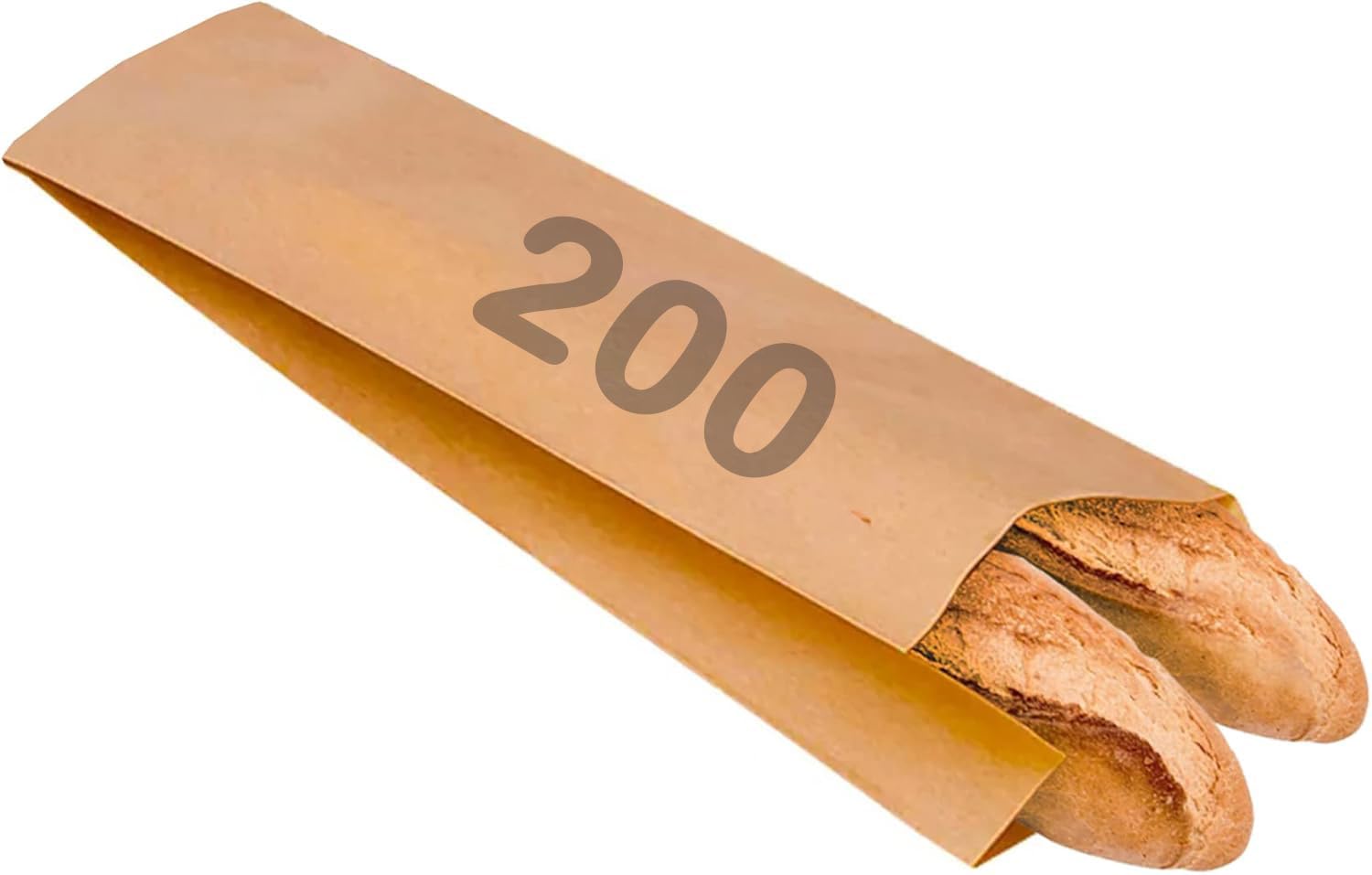 Buabi Brown Bread Bag For One Bar And Two Bars. 200 Kraft Paper Bags For Baguette Baguette Pastries. Length 55 Cm (2 Bars 55 X 12 (200 Units))