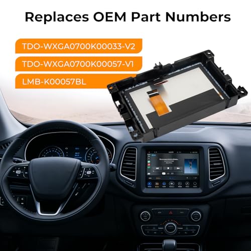 Image of 7 Inch LCD Display Touch Screen Digitizer Monitor with Bracket Compatible with Jeep Compass 2017-2020 Compatible with Uconnect Replace TDO-WXGA0700K00033-V2 TDO-WXGA0700K00057-V1