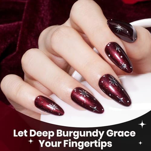Image of Beetles Red Gel Nail Polish Set - 6 Colors Burgundy Wine Red Shimmer Gel Polish Kit with Magnet, Party Evening Gala Rouge Velvet Sparkle Soak Off UV LED Cured Nail Art Manicure Gifts for Women