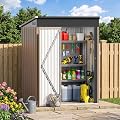 5 x 3 FT Storage Shed, Metal Sheds & Outdoor Storage with Sloping Roof