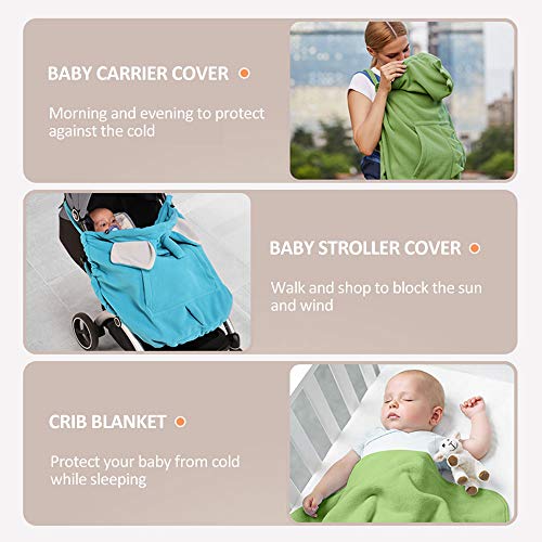 Zimo Stroller Cover and Baby Carrier Cover Hooded Stretchy Cloak for Baby Hooded Reversible Suit for All Seasons Green