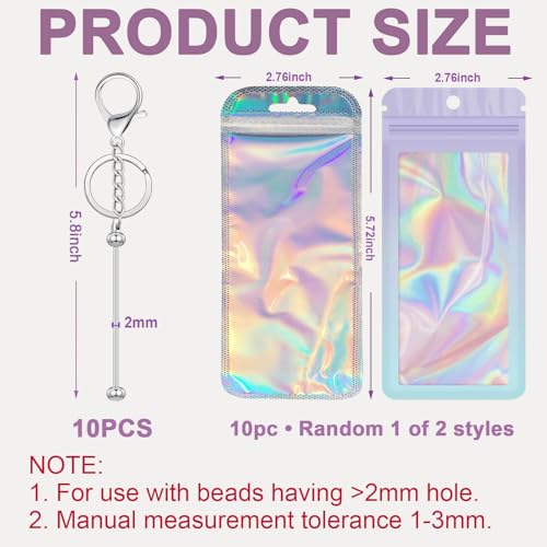Image of 42 /84 /126 Pcs Beadable Keychain Bars Bulk Blank DIY Beaded Keychain Making Supplies with Bag Thank You Card