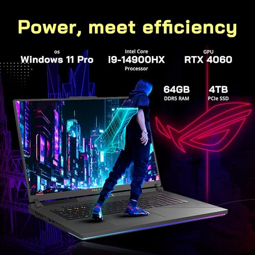 ROG Strix G18 18" 240Hz QHD Gaming Laptop, Intel i9-14900HX, GeForce RTX 4060 8GB, 64GB DDR5, 4TB SSD, Per-Key RGB, Webcam, Wi-Fi 6E, Win 11 Pro, Grigio, 256GB Docking Station Set - Notebook - Immagine 2