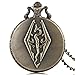 N/Ａ The Elder Scrolls V Thème Rétro Bronze 3D Quartz Montre De Poche Collier Chaîne Skyrim Pendentif Cadeaux pour Garçons Filles