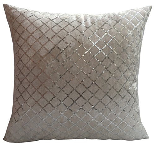 BLUETTEK Sparkling Rhombus Sequins Style Throw Pillow Case Sham Decor Cushion Covers Square 18 x18 Inch - White